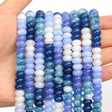 BONNY BOXX 1 Strand Natural 5 * 8mm Blue Shade Rondelle Beads, Natural Abacus Disk Stone Beads Loose Spacer Gemstone for DIY Bra