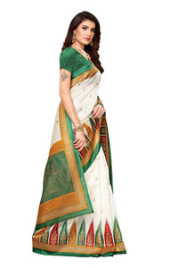 Anni Designer Art Silk With Blouse Piece Saree (Paroma-Green&White_1 Free Size),Green,Free Size,Art Silk,with blouse piece,saree