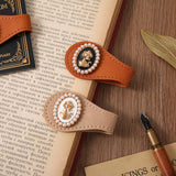 2PCS Vintage Magnetic Leather Bookmark, Leather Magnetic Bookmarks for Women, Magnetic PU Bookmarks Clip Book Accessories, Gold 