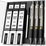 Four Candies Metal Mechanical Pencil Set - 3PCS 0.9mm Art Mechanical Pencils & 360PCS HB Lead Refills & 3PCS Erasers & 9PCS Eras