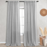 KOUFALL 96 inch Ceiling to Floor Length Curtains for Living Room 2 Panel Sets Light Grey Gray Linen Sheer 8 FT Long Curtains & D