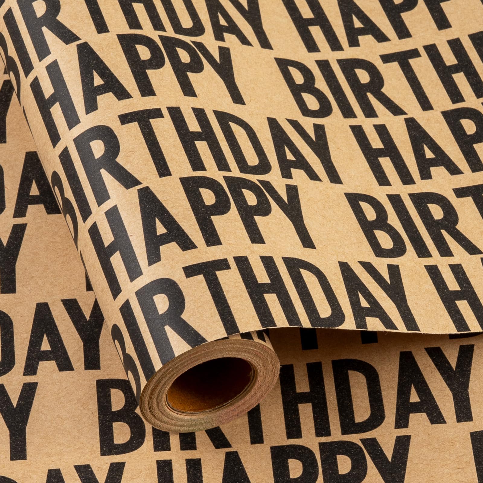 MAYPLUSS Birthday Wrapping Paper Rroll, Happy Birthday Kraft Gift Wrap for Boys Girls Men Women 17 IN x 33 FT