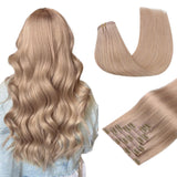 MAXITA Seamless Clip In Hair Extensions, 18 Inch 110g 7pcs Platinum Blonde Hair Extensions Clip in Human Hair Invisible PU Skin 