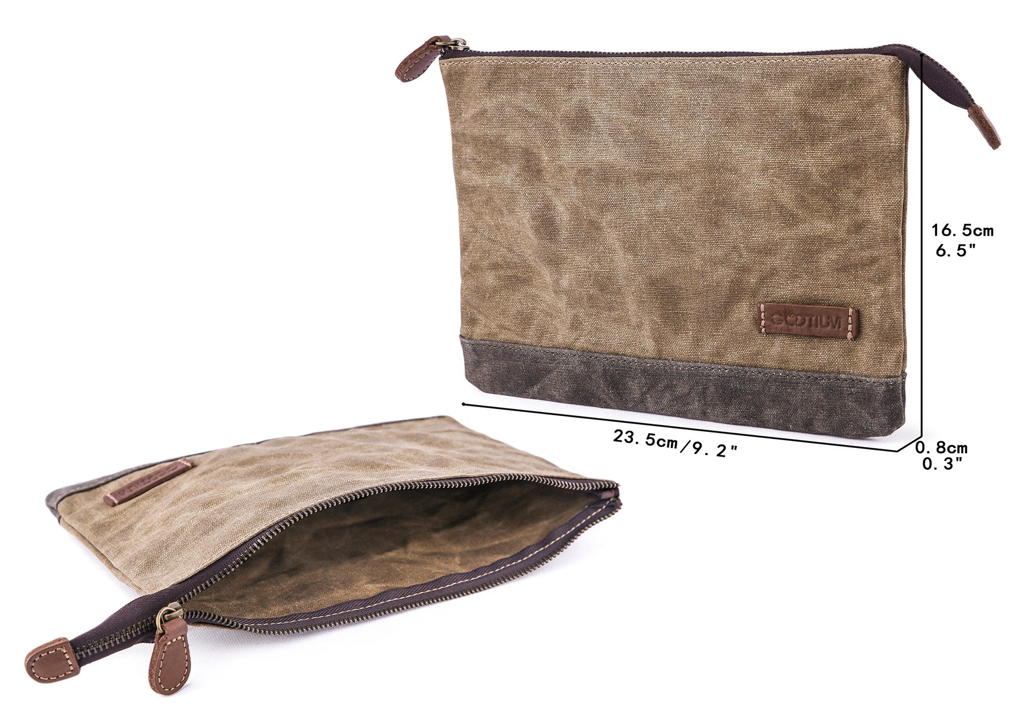 Gootium Waxed Canvas Zip Pouch Set - Zippered Makeup Bag Office Supply Folio Pencil Bag Multipurpose Organizer Accessories Holde