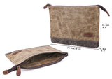 Gootium Waxed Canvas Zip Pouch Set - Zippered Makeup Bag Office Supply Folio Pencil Bag Multipurpose Organizer Accessories Holde