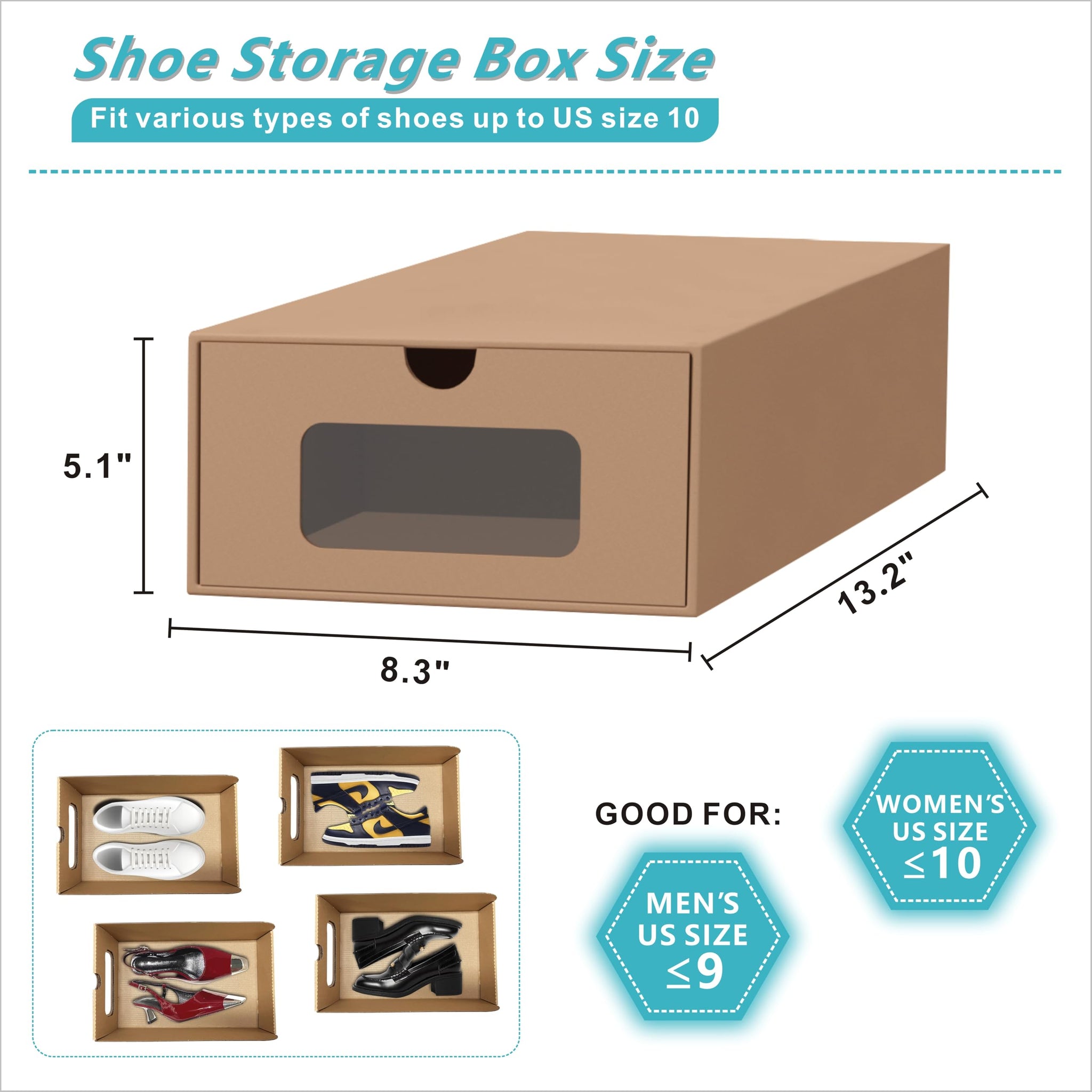 12 Pack Shoe Storage Bins, Waterproof Storage Boxes, Shoe Containers For Sneaker Display, Hat Organizer, Stack-able Cardboard Bo