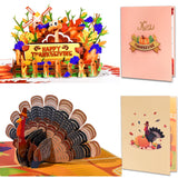 GREETING ART 2 Pack Turkey Thanksgiving Cards, Happy Thanksgiving Pop Up Cards,Thanks Giving, 3D Popup Greeting Cards for Kids A