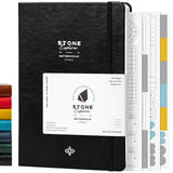 Stone Journal Explorer Notebook A5 Waterproof Paper Field Journal, Vegan Leather Hardcover, 144 Pages Alternating Ruled & Dot 