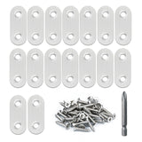 16 Pack Flat Plate Straight Brackets 40MM Stainless Steel Flat Metal Braces,Repair Bracket with Screws