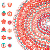 Elecrelive 12 Strands Red Fruit Flower Polymer Clay Beads Cherry Apple Strawberry Watermelon Slice Charms Fruits Clay Spacer Bea