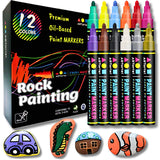 ARTarlei Rock Painting Perfection Markers Pens: 12 Vibrant Colors - Permanent, Oil-Based, Waterproof, Fade-Resistant, Non-Toxic 