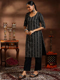 Libas Women'S Cotton Blend Kurta Set (39070B_Black Black M