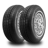 Set of 2 (TWO) Travelstar UN106 All Season 18mm White Wall Radial Passenger Car Tire - 185/75R14 89S + Road Hazard Warranty Incl