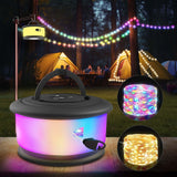 Camping String Lights,2 in 1 Upgraded 32.8FT Rechargeable Tent Lights String with 19 Lighting Modes,Quick Storage Camping Lights
