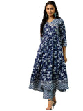 Libas Blue Pure Cotton Printed Kurta Sets For Women