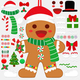 WovWeave Christmas DIY Felt Gingerbread Man Hanging Decor with 46 Detachable Ornaments Christmas Gingerbread Man Felt Crafts Kit