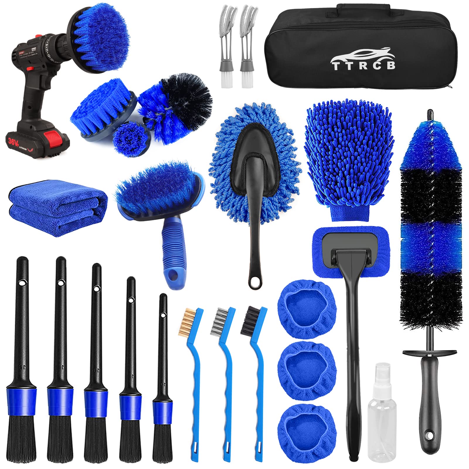 26Pcs Car Detailing Brush Set, Car Detailing Kit, Car Detailing Brushes, Car Cleaning Kit, Car Windshield Cleaning Tool, Profess