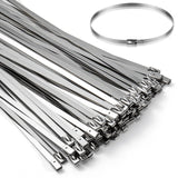 100PCS 11.8Inch Metal Cable Zip Ties - 304 stainless steel Heavy Duty Self-locking Cable Wire Tie Wrap for Fence Exhaust Wrappin