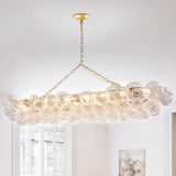Nordic Bubble Ball Swirled Glass Chandelier Long Dining Table
