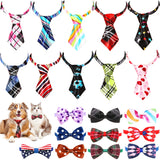 Frienda 20 Pieces Dog Ties Assorted Small Pet Bow Ties Festival Neckties with Adjustable Collar for Dog Cat Grooming Accessories