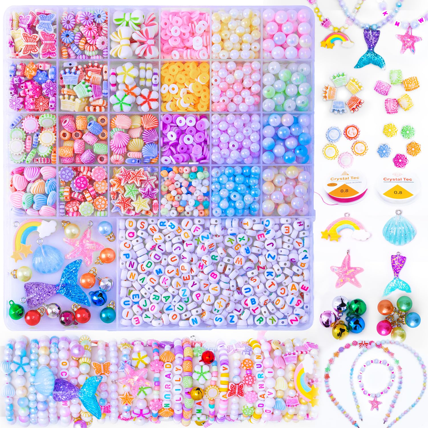 Danrun Charms Bracelet Making Kit for Girls 8-12, Cute Beads for Jewelry Making Kit for Kids Girls, Arts and Crafts for Kids Age