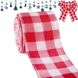 Farmhouse Buffalo Plaid Ribbon Wired, Red White Gingham Fabric Ribbon Checkered Ribbons for Bow Wreath Supplies Gifts Wrapping D