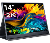 Portable Monitor, 14 inch 3:2 QHD IPS Laptop Display, Dual USB C HDMI Laptop Screen Extender, 2160 * 1440P Gaming Display with 2