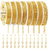 Ecoofor Gold Necklace Chains for Jewelry Making, 62.3 Feet 8 Rolls Jewelry Chains for DIY Necklace Bracelet Jewelry Making with 