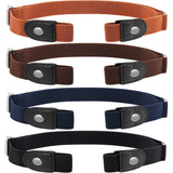 Syhood 4 Pieces No Buckle Belt Women Elastic Stretch, Buckless For Man Comfortable Invisible Belt For Jeans Pants, Silver, One S