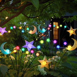 Solar Firefly Lights Outdoor Moon Star Sun Projection Stake Lights - Waterproof Solar Powered Garden Lights for Pathway, Yard, P
