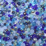 Songxi 1000pcs 4mm/6mm/8mm Blue Glass Beads for Jewelry Making, 10 Style 3 Size Crystal Beads for Bracelets Jewelry Making, Spac