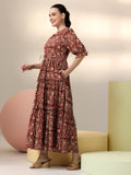 Libas Women'S Cotton Fit And Flare Maxi Dress (29304I_Rust Rust L