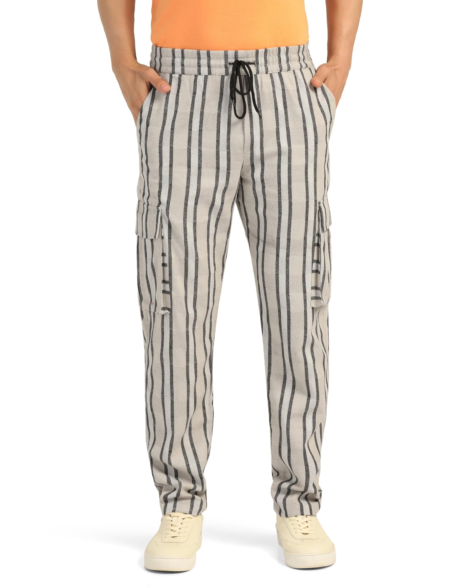 Toplot Men'S Regular Casual Pants (Strip-Trouser-5206-Off 36_Off White,Off White,36,B0DJKXXHKG