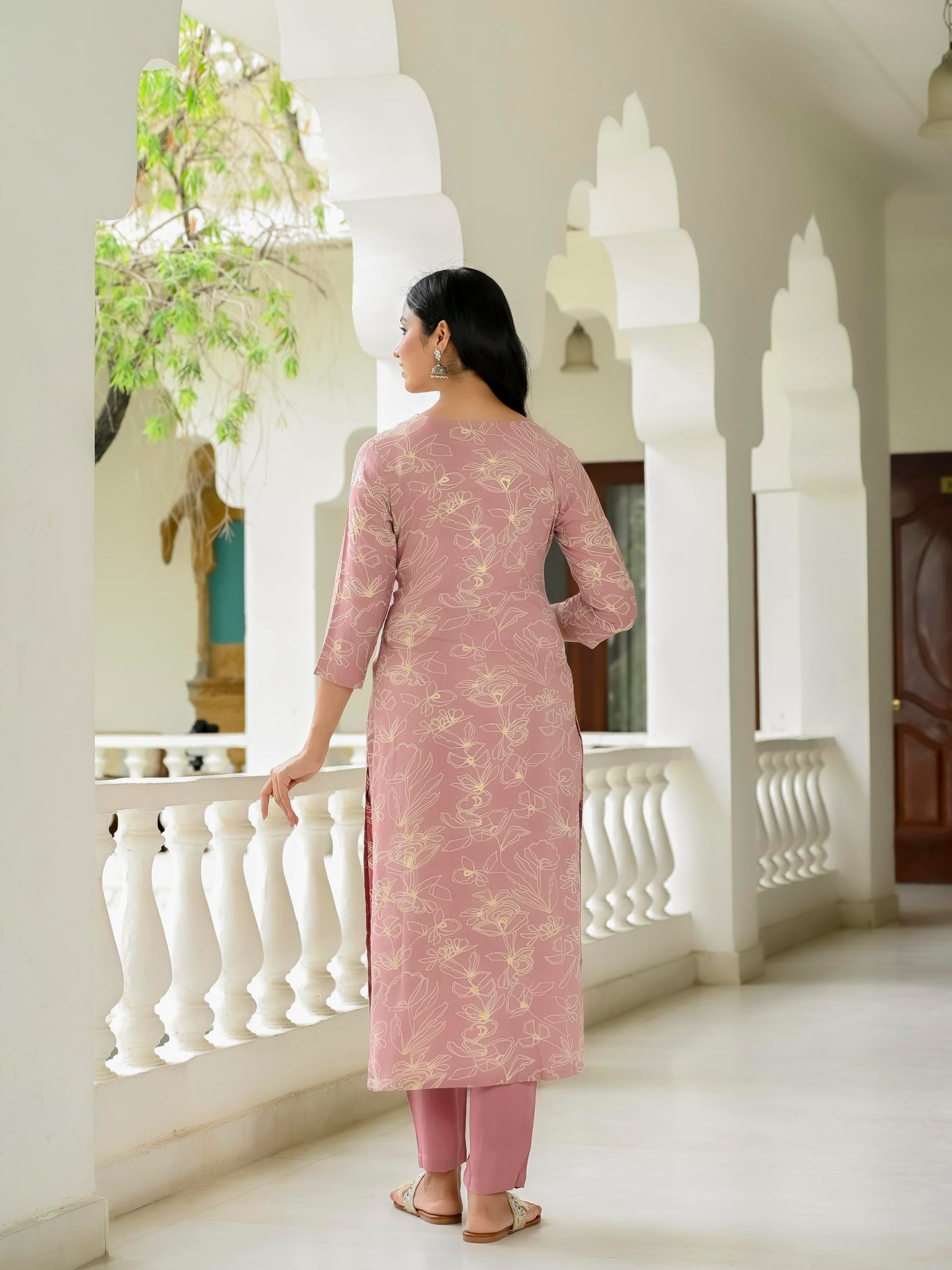 Gosriki Women'S Rayon Blend Straight Printed Kurta With Pant (Ghasi Pink-Vks01-Gs_S_Pink_Small),Pink,,B0DBLZ6W5V