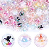 15Pcs Acrylic Beads Round 16mm UV Bead in Bead with Snowflake Print Fit for DIY Jewelry Bracelet Necklace Keychain Beadable Pens