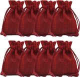 Brown Leaf 7X 9 Cm Red Burlap Jute Linen Gift Bags Pouches Potli Bags for Wedding Anniversery Party Supply Return Gift (Pack of