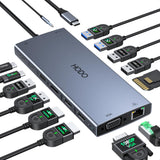 USB C Docking Station Dual Monitor for Dell HP, Laptop Docking Station 3 Monitors 15-in-1 USB C Hub Dock with Dual 4K HDMI+8K DP