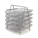 Mind Reader 5Tier Paper Tray, Desktop Organizer, File Storage, Office, Metal Mesh, 11.75L x 14W x 14.5, Silver