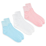 buster brown Womens 100% Cotton Socks Fold Over Bobby Socks Ankle Socks, 3 Pairs Pastel Colors S