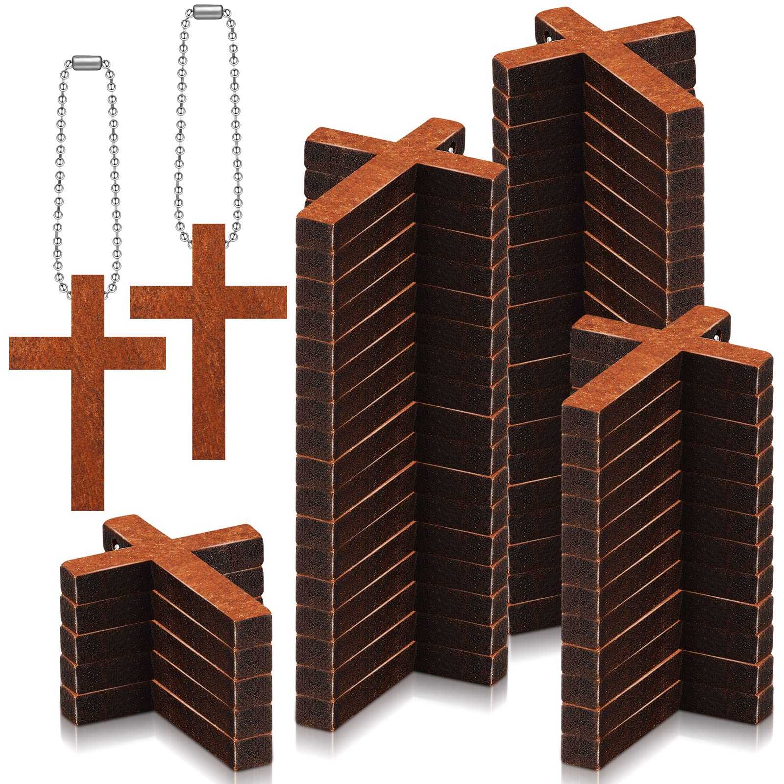 Bucherry 200 Pcs Mini Wooden Pocket Cross Bulk Natural Pocket Prayer Crosses Pendants for Christian Gift DIY Handmade Decorative