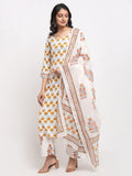 Gosriki Women'S Pure Cotton Floral Printed Kurta Palazzos And Dupatta (Jaipuri Yellow_Xl-Yellow_X-Large),Yellow,,B098P1KFN8