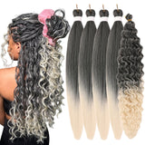 Blonde Ombre Braiding Hair Pre Stretched Deep Wave Curly Hypoallergenic Braiding Hair for Boho Braids Knotless Braids