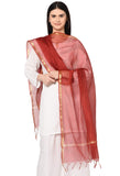 Weavers Villa Women's Banarasi Poly Silk Plain Dupatta (Maroon, 2.25 m)