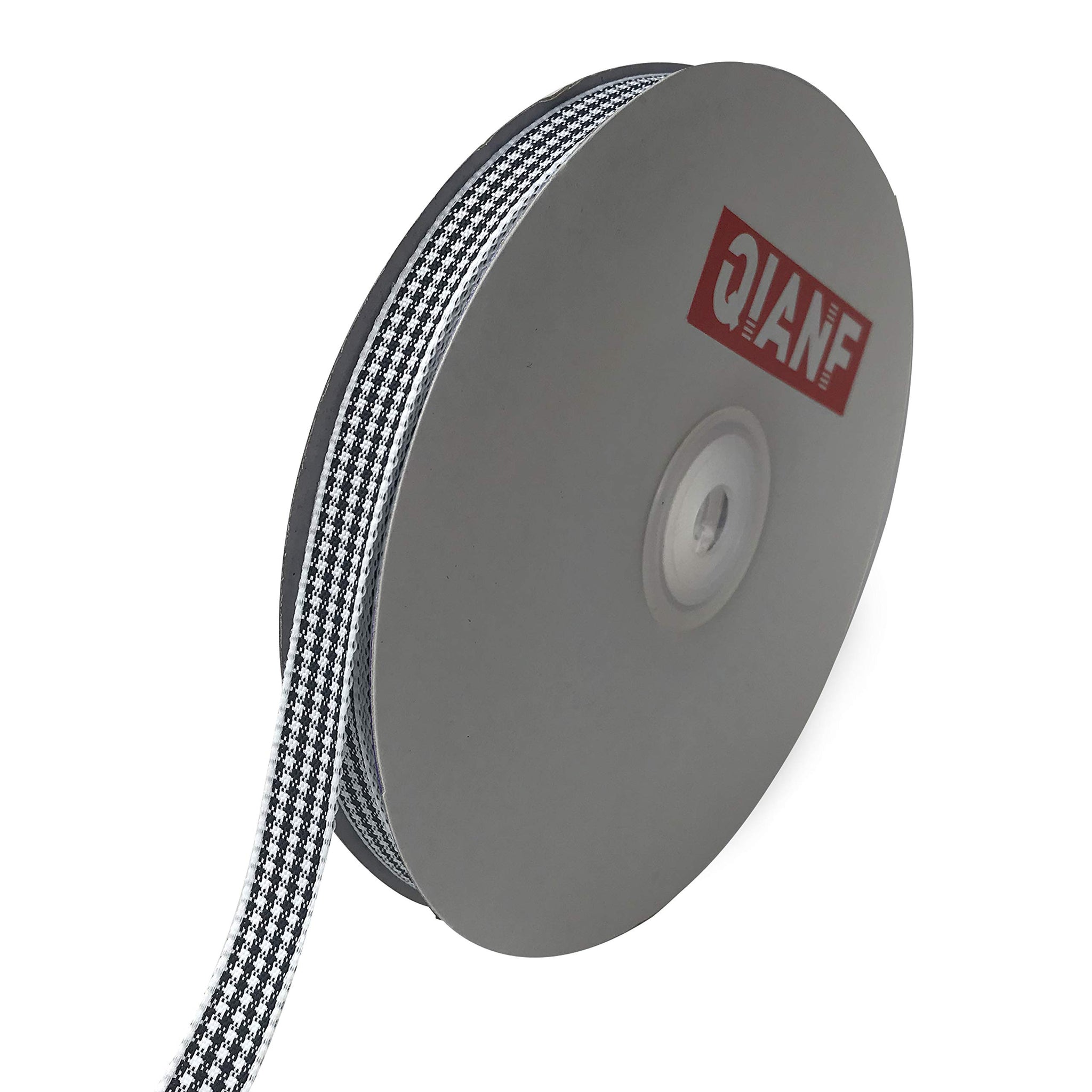 QIANF Black and White Gingham Ribbon, Houndstooth Plaid Checkered Craft Ribbon for Crafts Picnic Decorations Christmas Birthday 