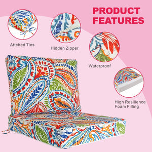 JMGBird Outdoor Cushion Tufted Pillow, Deep Seat Outdoor Chair Cushion Set 22x22 Patio Cushions for Outdoor Furniture