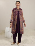 Libas Womens Woven Design Wool Straight Kurta With Palazzos And Jacket