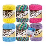 Lily Sugar'n Cream 100% Cotton Yarn 6-Pack Bundle with Bella's Crafts Stitch Markers (Psychadelic Mix)