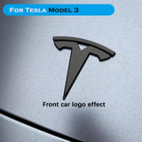 YHCDSEA for Model 3 Emblem Badge Sticker Cover, fit for Tesla Model 3 Logo Decals Accessories (Matt Black)