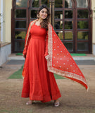 Wedani Russian Silk Anarkali Kurta Set For Womens (In Alpha M Regular Orange),Orange,M,,,