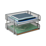 Mind Reader Stackable Paper Tray, 2 Pcs., Desktop Organizer, File Storage, Office, Metal Mesh, 13.5 L x 10 W x 7.25 H, Silver